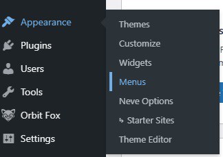 How to find the menu section WordPress