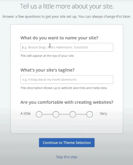 Bluehost onboarding step 4