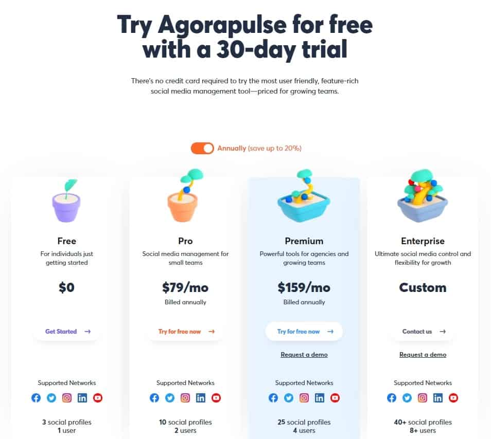 AgoraPulse Pricing Table