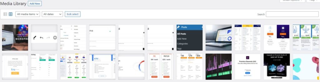 View all media from Media library in WordPress