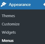 menu options in WordPress